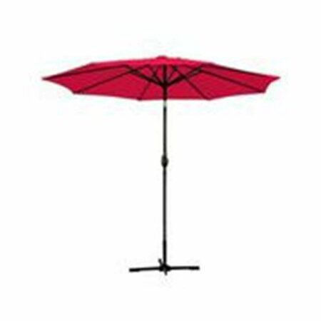 PROPATION 9 Ft. Aluminum Patio Market Umbrella Tilt with Crank - Red Fabric & Black Pole PR648409